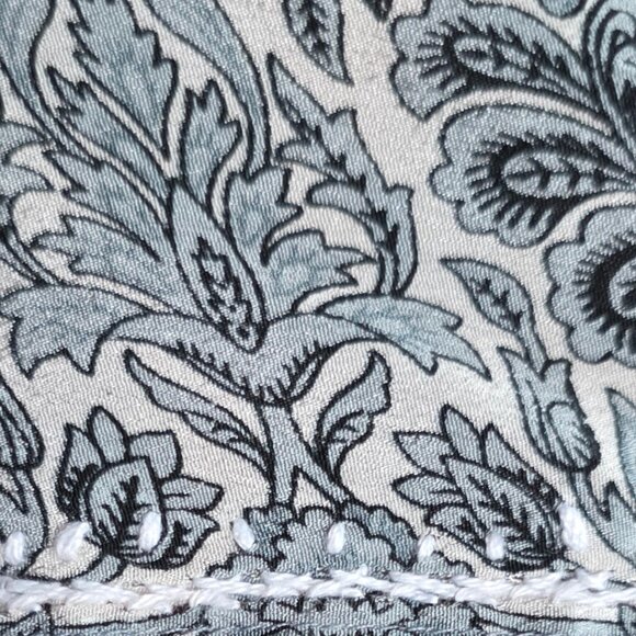 DOLMA (XL) SILK HAND EMBROIDERED Mint/Black Floral Tunic - Picture 7 of 10